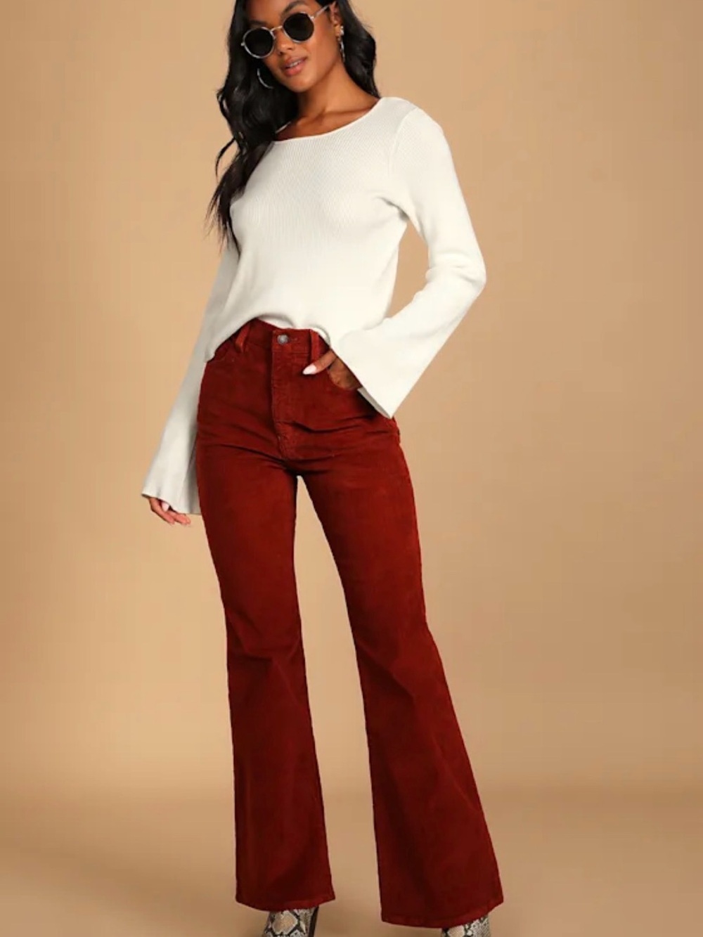 Levi’s 70s High Flare Rust Brown High-Waisted Corduroy Pants Size 26x32